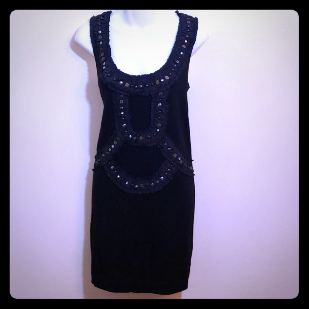 Nanette Lepore SzL Black Beaded Tank Dress